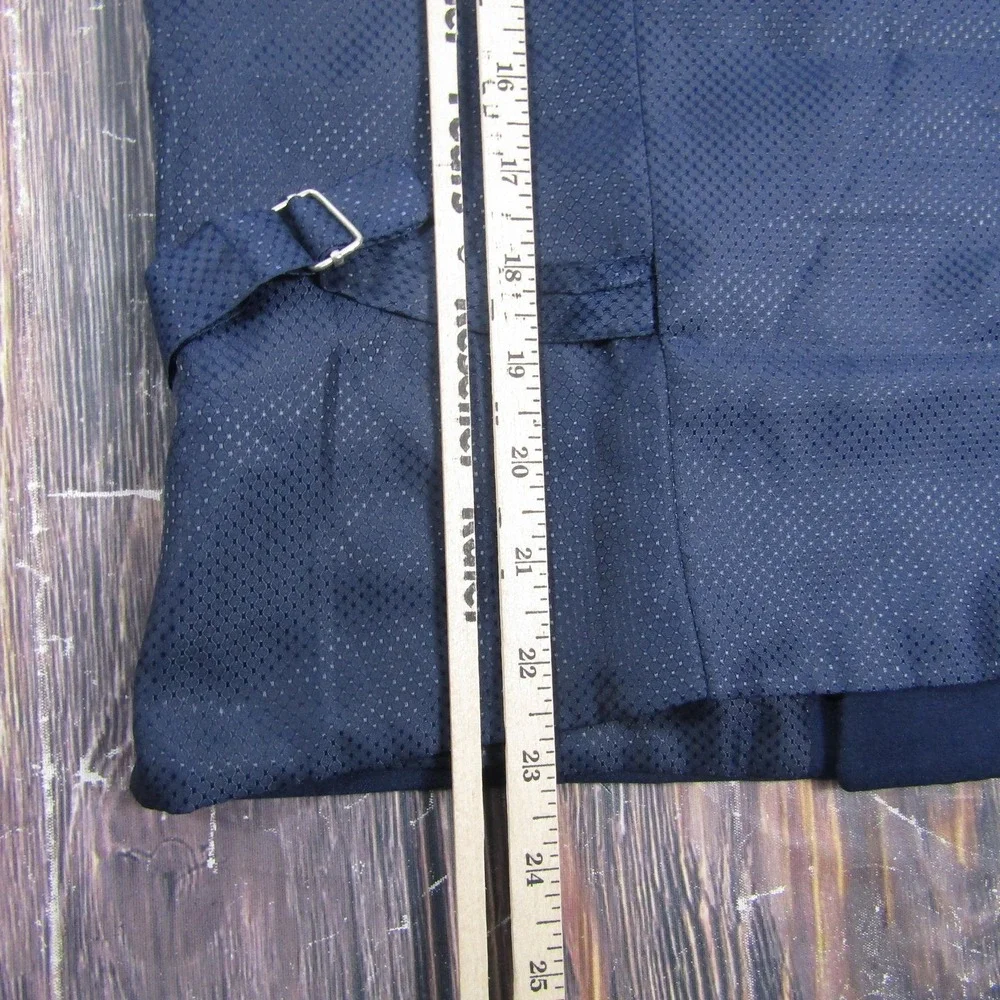 Suit Vest Mens 38 Blue Solid Polyester Stretch 3 Piece Formal Waistcoat